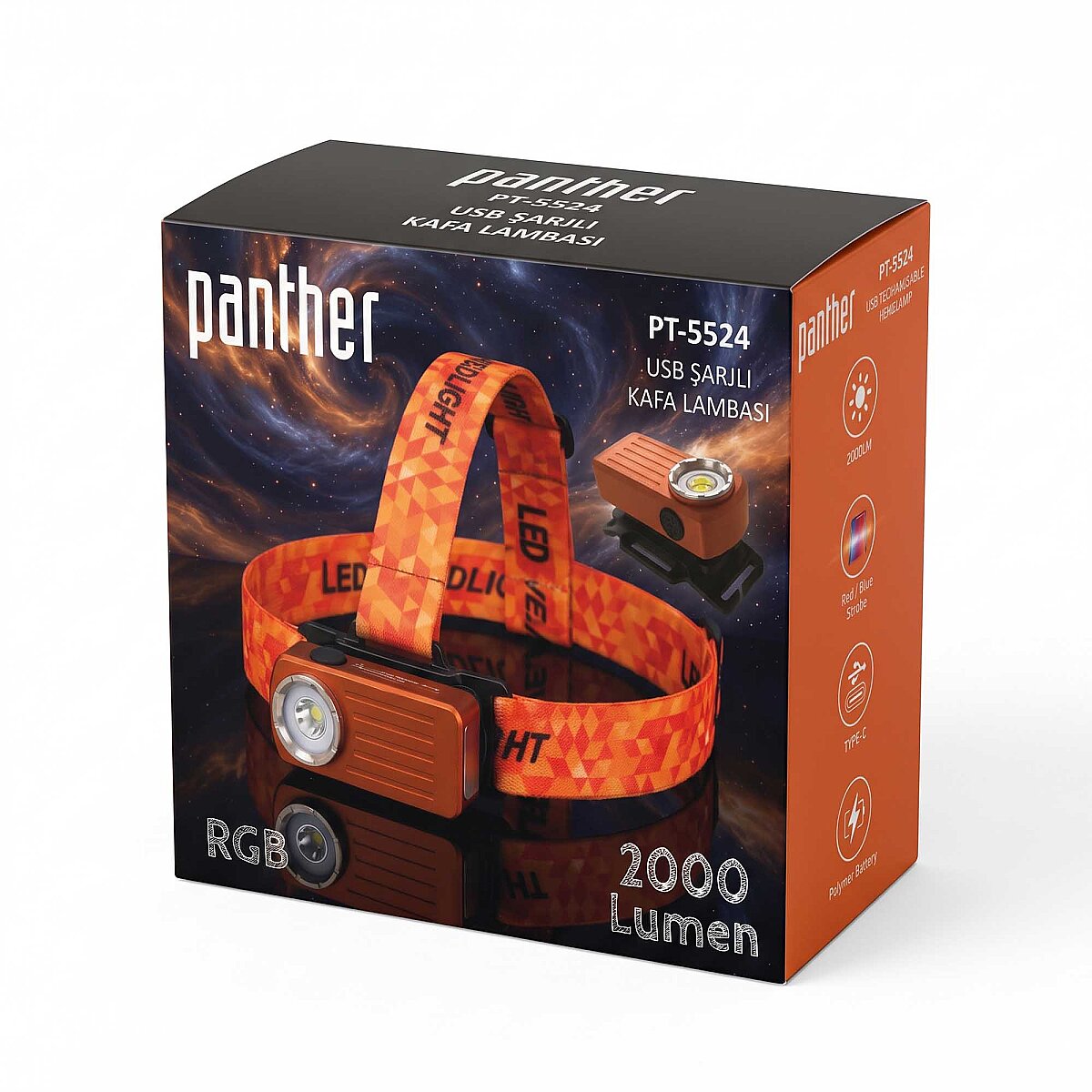 PANTHER PT-5524 USB ŞARJLI KAFA LAMBASI