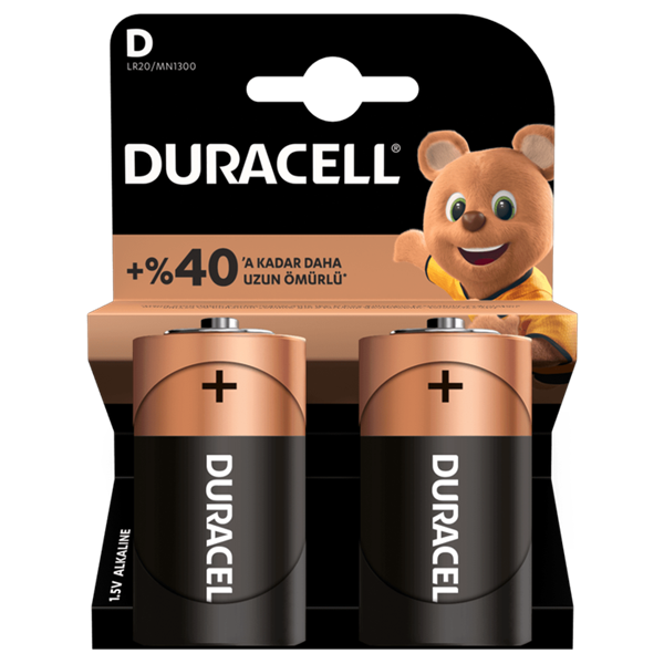 Duracell D Büyük Pil 2’li Kart