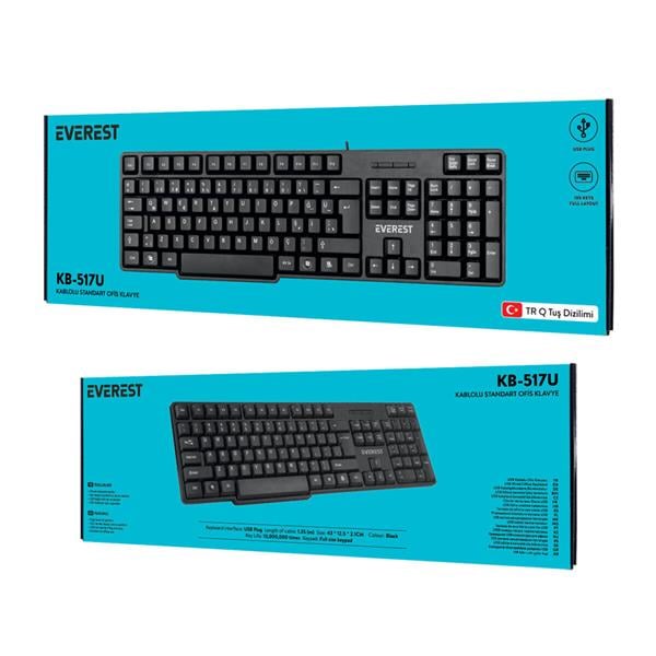 EVEREST KB-517U SİYAH USB Q KLAVYE
