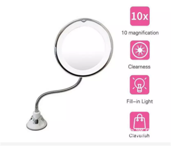 Led ışıklı ayna, banyo kullanımı için büyüteçli taşınabilir 360 derece