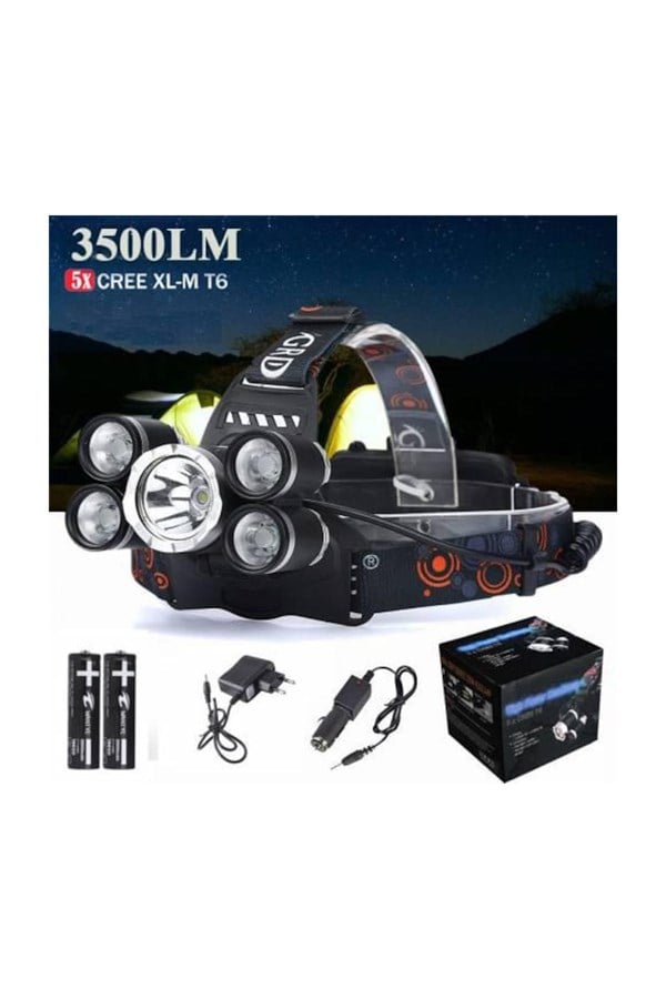 Boruit 3 x Cree XL-M T6 3 Lambalı Kafa Feneri 5000 lumen Işık