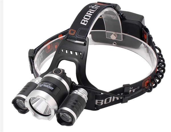 Boruit T6 5000 LM 3xCree XML-T6+2R5 LED Kafa Feneri
