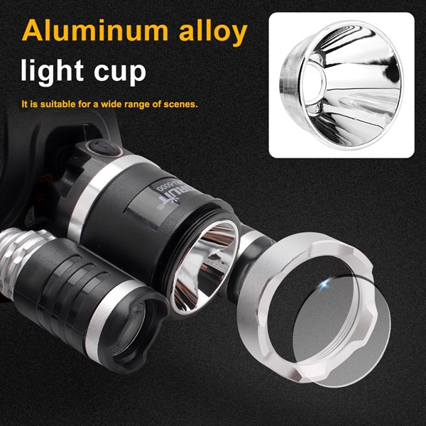 Boruit T6 5000 LM 3xCree XML-T6+2R5 LED Kafa Feneri