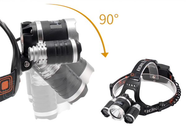 Boruit T6 5000 LM 3xCree XML-T6+2R5 LED Kafa Feneri