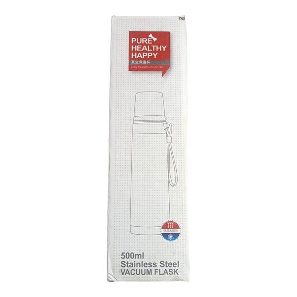 Pure Healthy Happy Vakum İzolasyonlu Bardak - 500ml Paslanmaz Çelik Termos