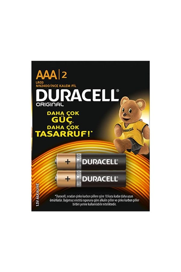Duracell Alkalin AAA İnce Kalem Pil 2’Lİ Paket