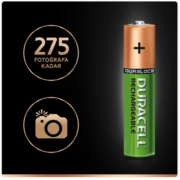 Duracell AAA Şarjedilebilir İnce Kalem 850 Mah  Pil 4’lü