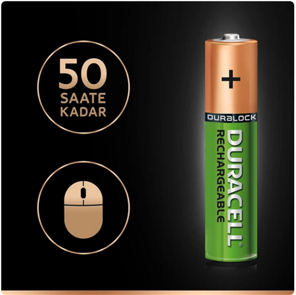 Duracell AAA Şarjedilebilir İnce Kalem 850 Mah  Pil 4’lü