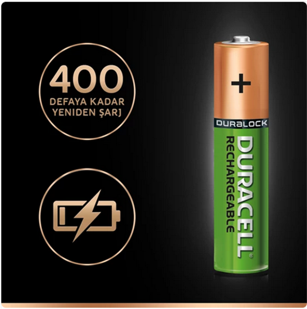 Duracell AAA Şarjedilebilir İnce Kalem 850 Mah  Pil 4’lü