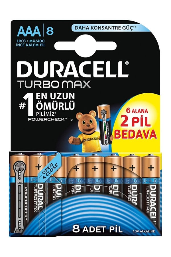 Duracell Turbomax Alkalin AAA İnce Kalem Pil 6*2