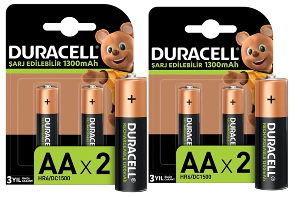 Duracell AA Şarjedilebilir Kalem Pil 4’lü 1300mah