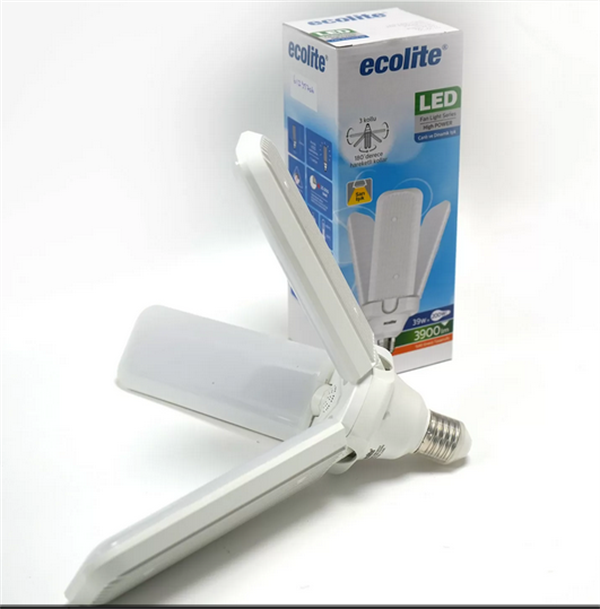 Ecolite 39W Üç Kollu Fan Light Ampul E27 3000K Gün ışığı