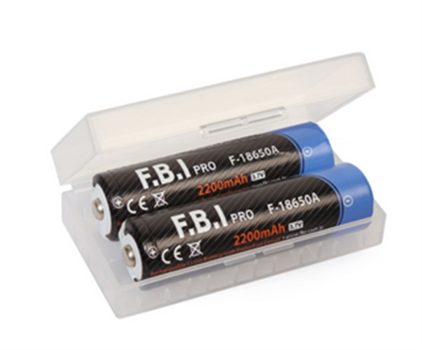 F.B.I F 18650A 3.7V 2200mAh Şarj Edilebilir Li-ion Pil El Feneri Pili 2 Adet+Pil Kutusu Hediye