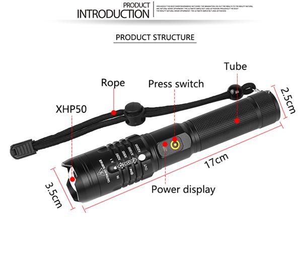 F.B.I F-98A Zoomlu Xhp 50 Led USB Şarj Edilebilir Profesyonel El Feneri