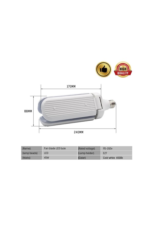 F.B.I 45Watt 3.600 Lümen 6500K E27 Duy Fan Ampul Beyaz