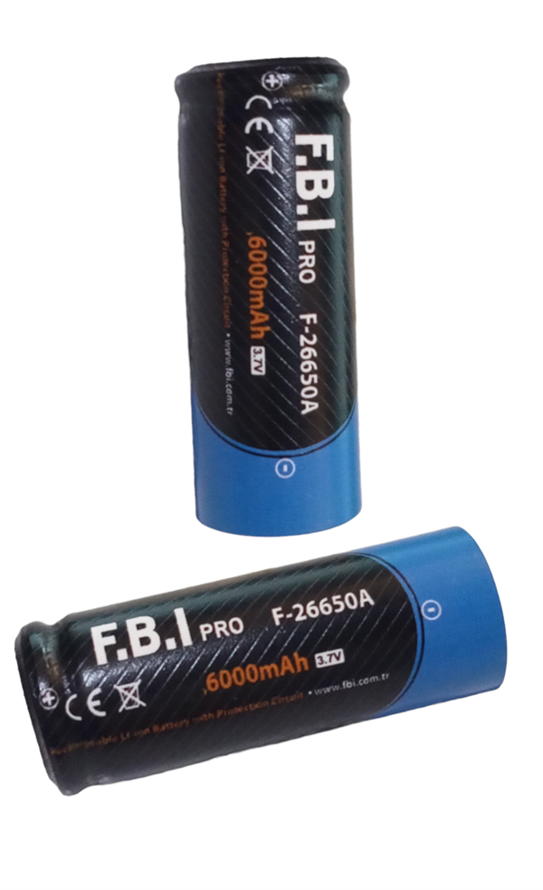 F.B.I 26650 3.7V 6000mAh Şarj Edilebilir Li-ion Pil