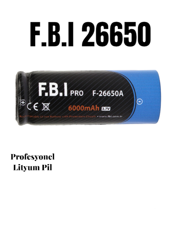 F.B.I 26650 3.7V 6000mAh Şarj Edilebilir Li-ion Pil