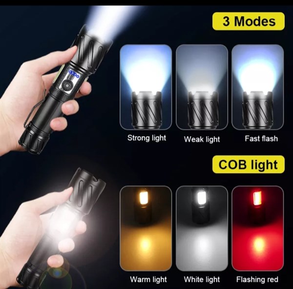 F.B.I PRO F48A En Güçlü Güçlü XHP160 LED el feneri yan COB lambası süper parlak ışık destek Zoom su geçirmez Mıklatıslı El Feneri