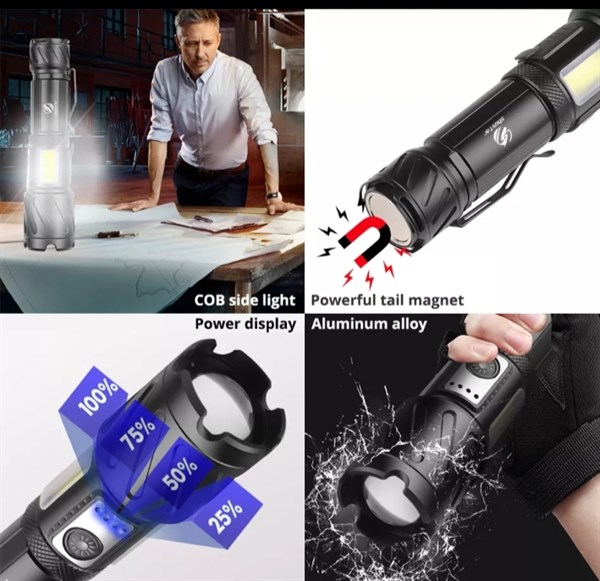 F.B.I PRO F48A En Güçlü Güçlü XHP160 LED el feneri yan COB lambası süper parlak ışık destek Zoom su geçirmez Mıklatıslı El Feneri