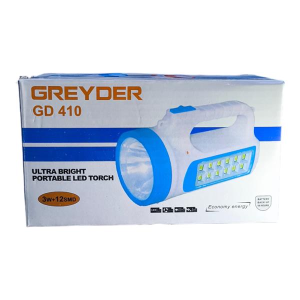 Greyder GD-410 Şarjlı El Feneri 3W 12 LED Güneş Enerjili