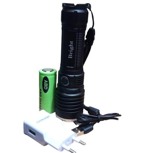 Bright GHT-5761 XP50 LED 3 Mod Zoomlu Yağmur Suyu Geçirmez Şarjlı El Feneri 26650 Pil İle Çalışır