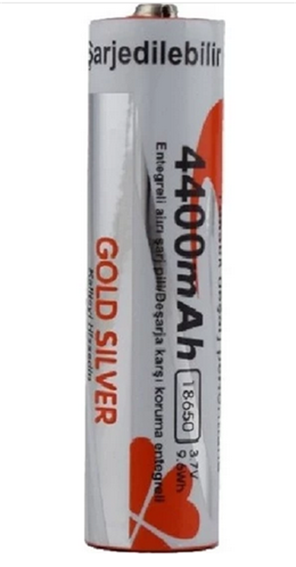Gold Silver 18650 Pil 4400MAH 3.7V 9.6WH Li-Ion Batarya Aşırı Şarj Koruma Devreli
