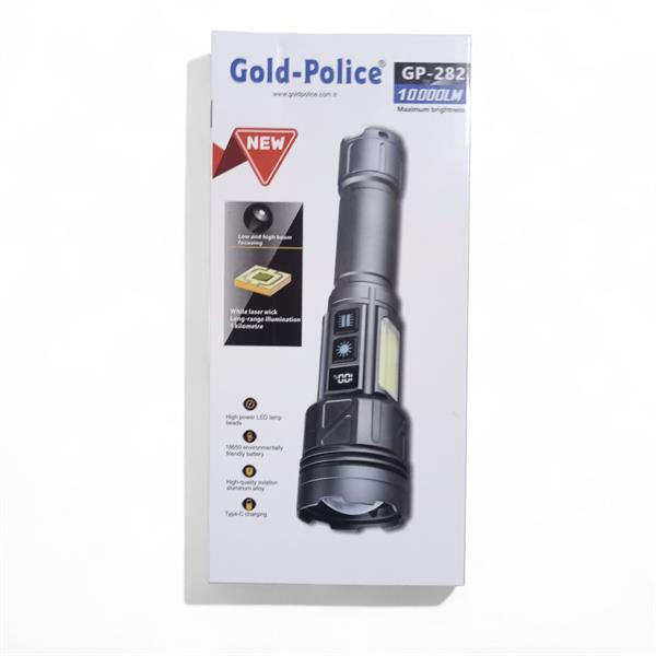 Gold-Police GP-282 10000 Lümen Uzun Menzilli Güçlü Şarjlı El Feneri
