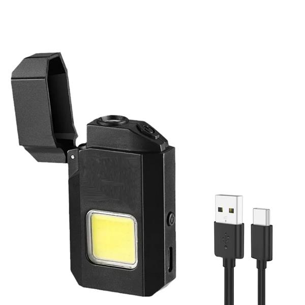 Gold Silver GS-4000 Su Geçirmez COB LED Tip-C Şarjlı Elektrikli Çakmak Cep Işığı