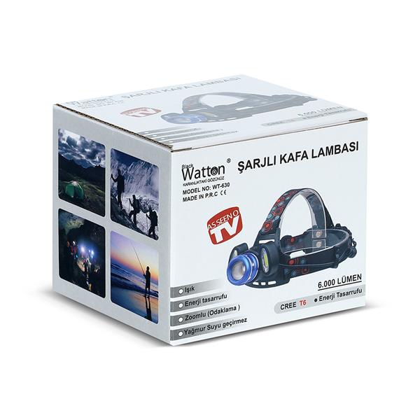 6000 LÜMEN 3 BAŞLIK ŞARJLI KAFA LAMBASI WATTON WT-630