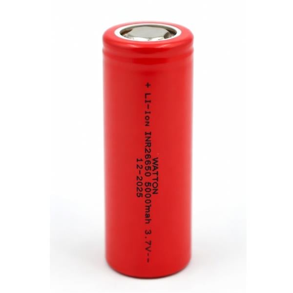 Watton INR 26650 5000mAh 3.7V Li-ion Şarj Edilebilir Pil - Kırmızı