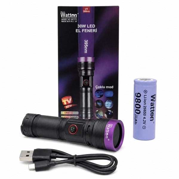 30W 395NM ŞARJLI UV ULTRAVİOLE LED IŞILK WT-711