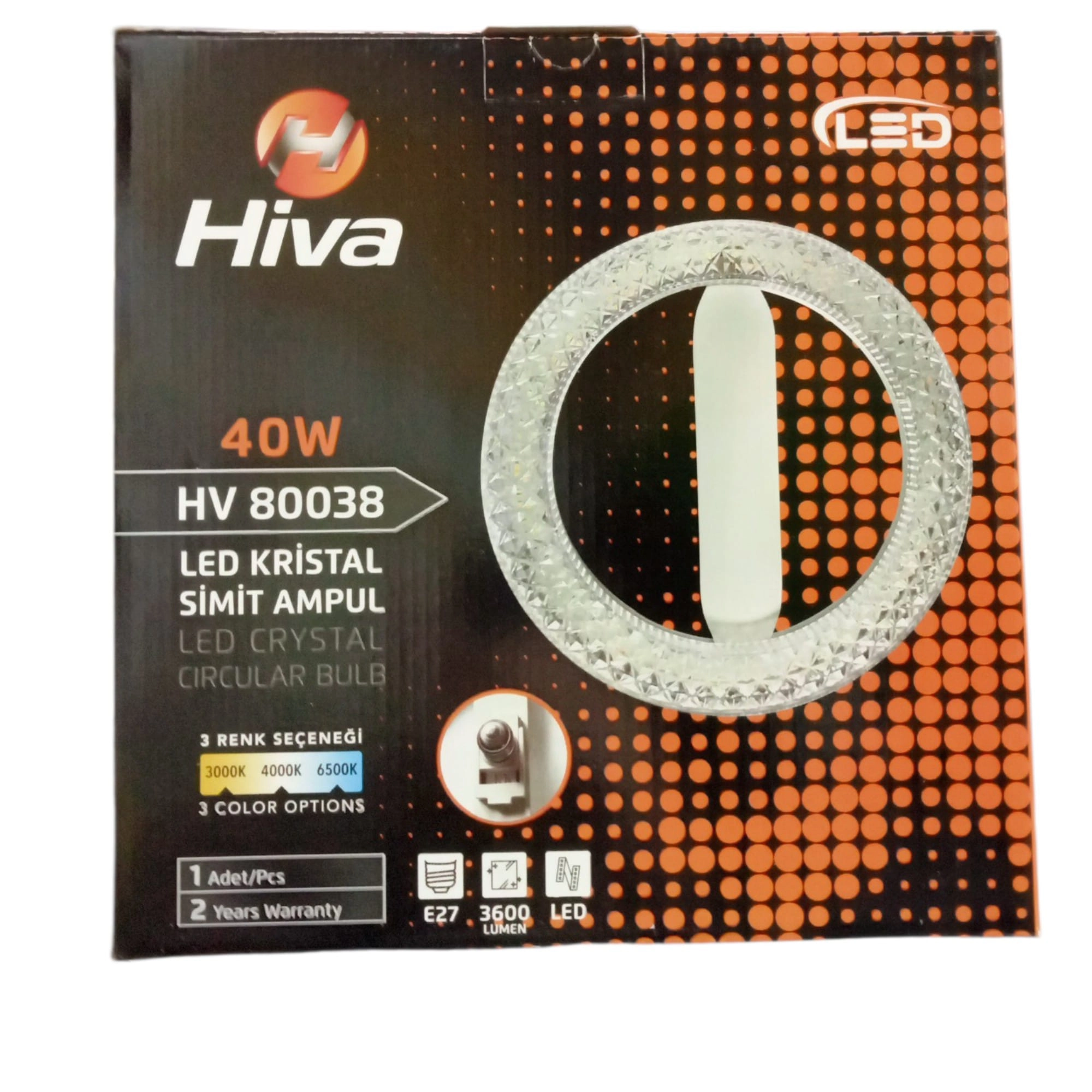  Hiva E27 Duy 40W Simit LED Aydınlatma - 3 Renk Değiştirebilir Tavan Armatürü