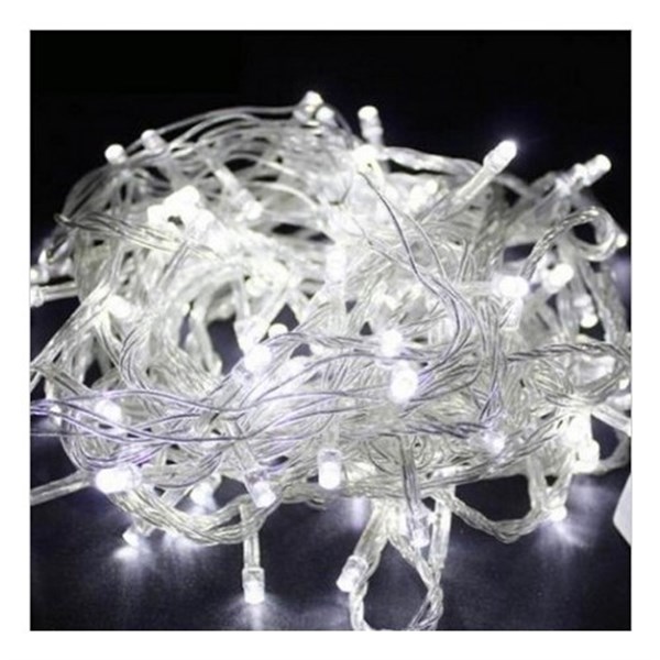 Yılbaşı Şeffaf Kablo 10m 100 Ampul Led Işık Beyaz Eklenebilir