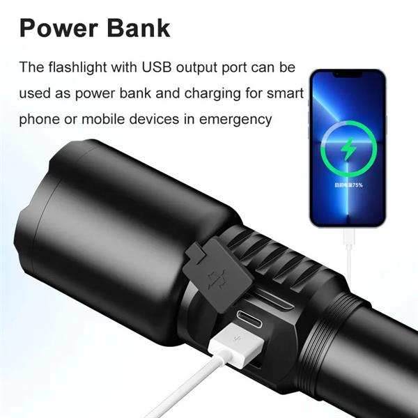 Gold Orion OR-508-TG 2000 Lümen TG LED Zoomlu USB Şarjlı El Feneri - 3 Modlu