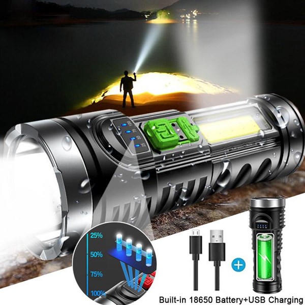 Polizei P-100 Süper güçlü LED el feneri taktik Isığı USB şarj edilebilir su geçirmez lamba Ultra parlak fener kamp balıkçılık el feneri