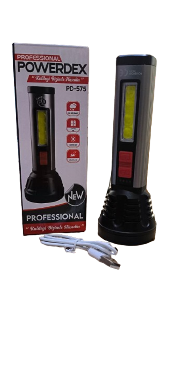 Powerdex PD-575 Su Geçirmez Süper Led Çelik Kasalı Işıldaklı El Feneri