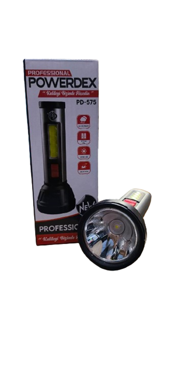 Powerdex PD-575 Su Geçirmez Süper Led Çelik Kasalı Işıldaklı El Feneri
