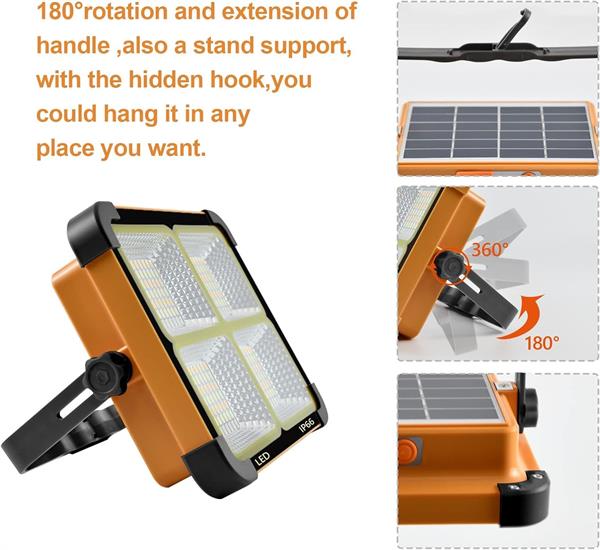 Powerdex PD-6060  LED güneş enerjili şarj edilebilir çalışma lambaları, 100 W