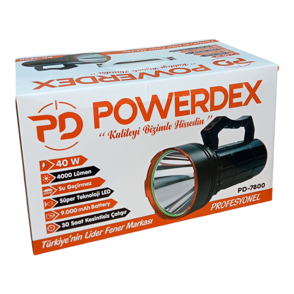 Powerdex PD-7800 40W 4000 Lümen Şarjlı El Feneri
