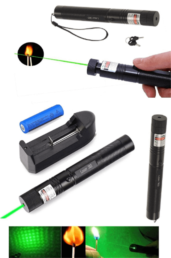 Polizei Şarjlı Turbo Yeşil Lazer Pointer Kibrit Yakabilen 15000 Mv Güç 5000MW