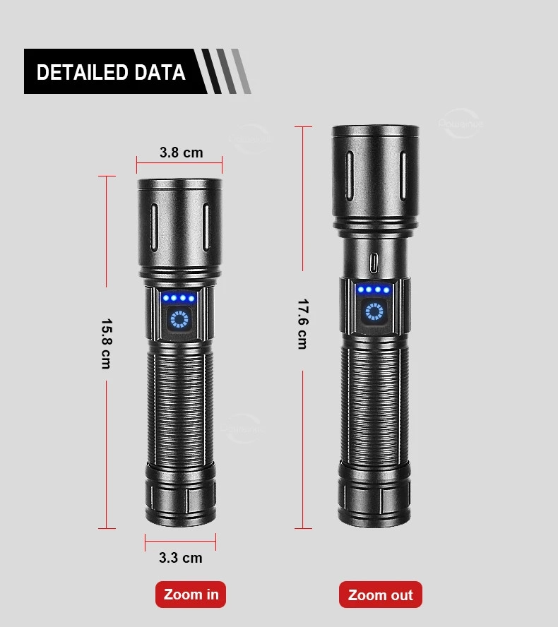 Powerdex PD-4200 10W Süper LED Profesyonel Şarjlı El Feneri - 650 Lümen Zoomlu Su Geçirmez Kamp Avcı Feneri