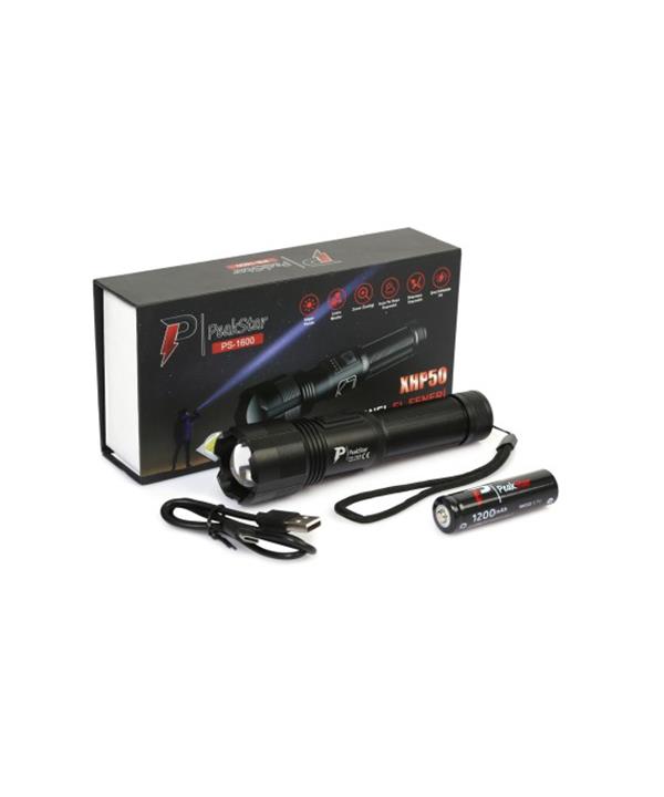 PeakStar PS-1600 3000 Lümen Süper Parlak LED Zoomlu 5 Mod Su Geçirmez Profesyonel Kamp Bekçi Avcı Feneri