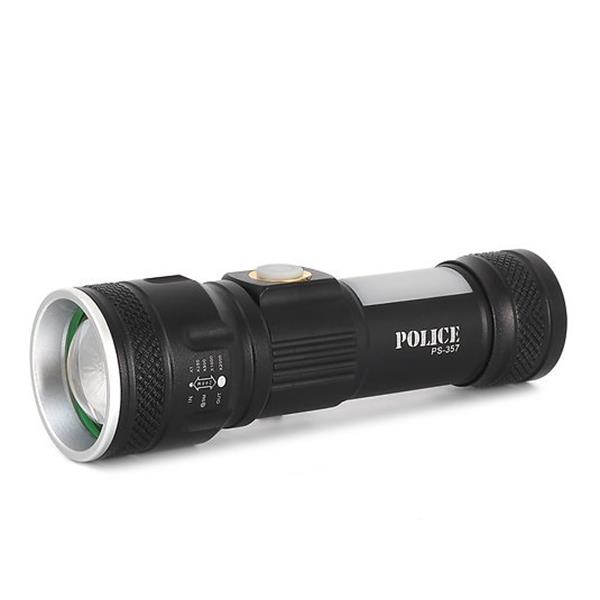 Polıce Ps-357 Zoom, Yan Aydınlatma Işıklı,Magnetli Ve Kırmızı-Mavi İkaz Işıklı,Şarjlı El Feneri