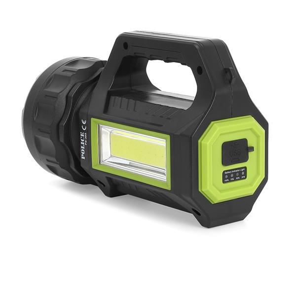 Police PS-385 Şarjlı Spot Fener - Parlak Yan Aydınlatma, Solar Şarj, 30W COB LED
