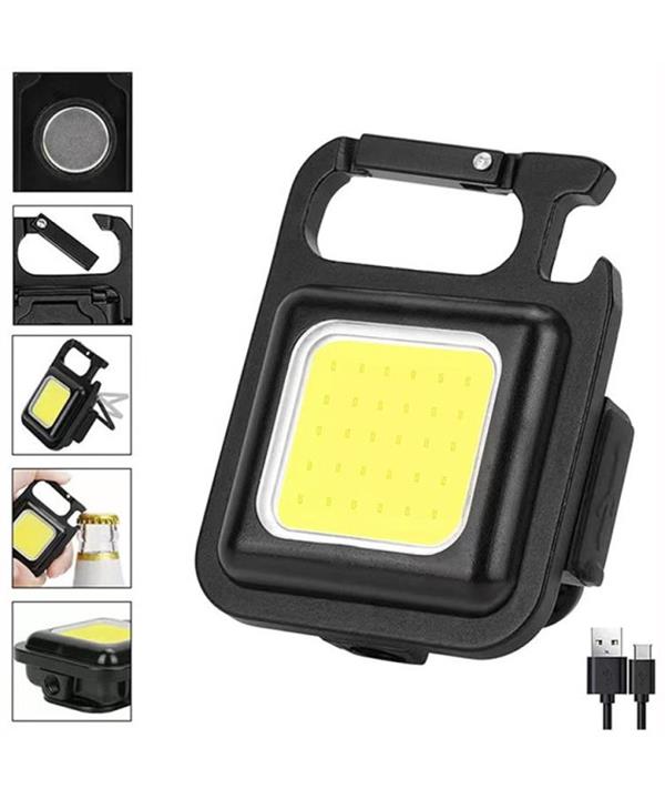 PeakStar PS-6715 Led Anahtarlıklı Cep Boy Cob Led Metal Kasa Mıknatıslı Şişe Açacağı Usb’li Şarj Edilebilir El Feneri