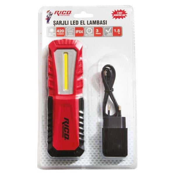 Rico RC0038 LED El Feneri Şarjlı Lamba Mıktanıslı 420 Lümen