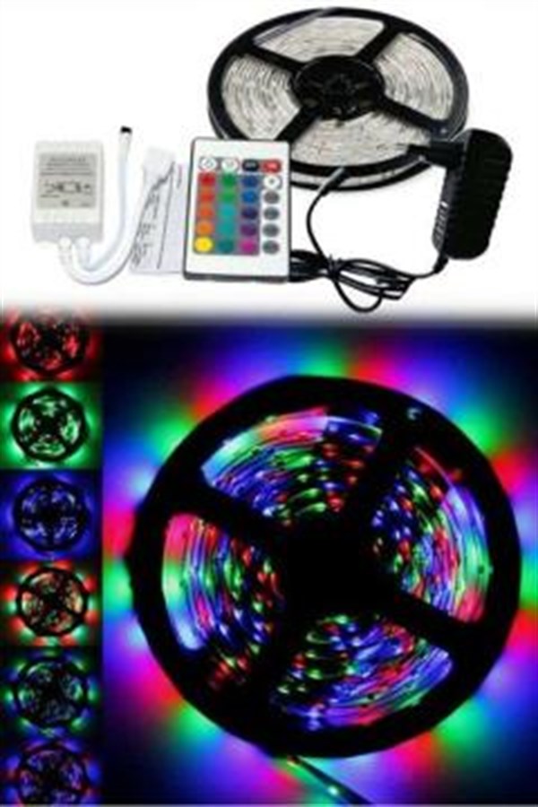 5 MT UZAKTAN KUMANDALI ŞERİT LED IŞIK RGB SET ADAPTÖR DAHİL