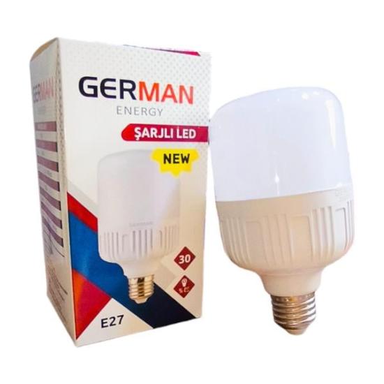 German E27 Jumbo 30W Şarjlı Led Ampul