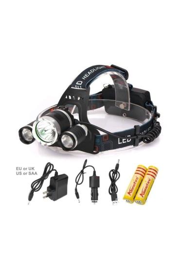 BoruıtT6 Kafa Feneri 5000 Lumens 3Xcree Xm-T6+2R5 Lamba Led Kamp