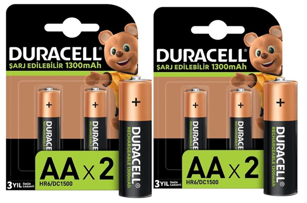 Duracell AA Şarjedilebilir Kalem Pil 4’lü 1300mah
